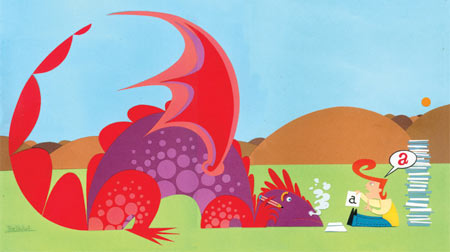 Ilustración del libro Dragones desconocidos y dragones famosos
